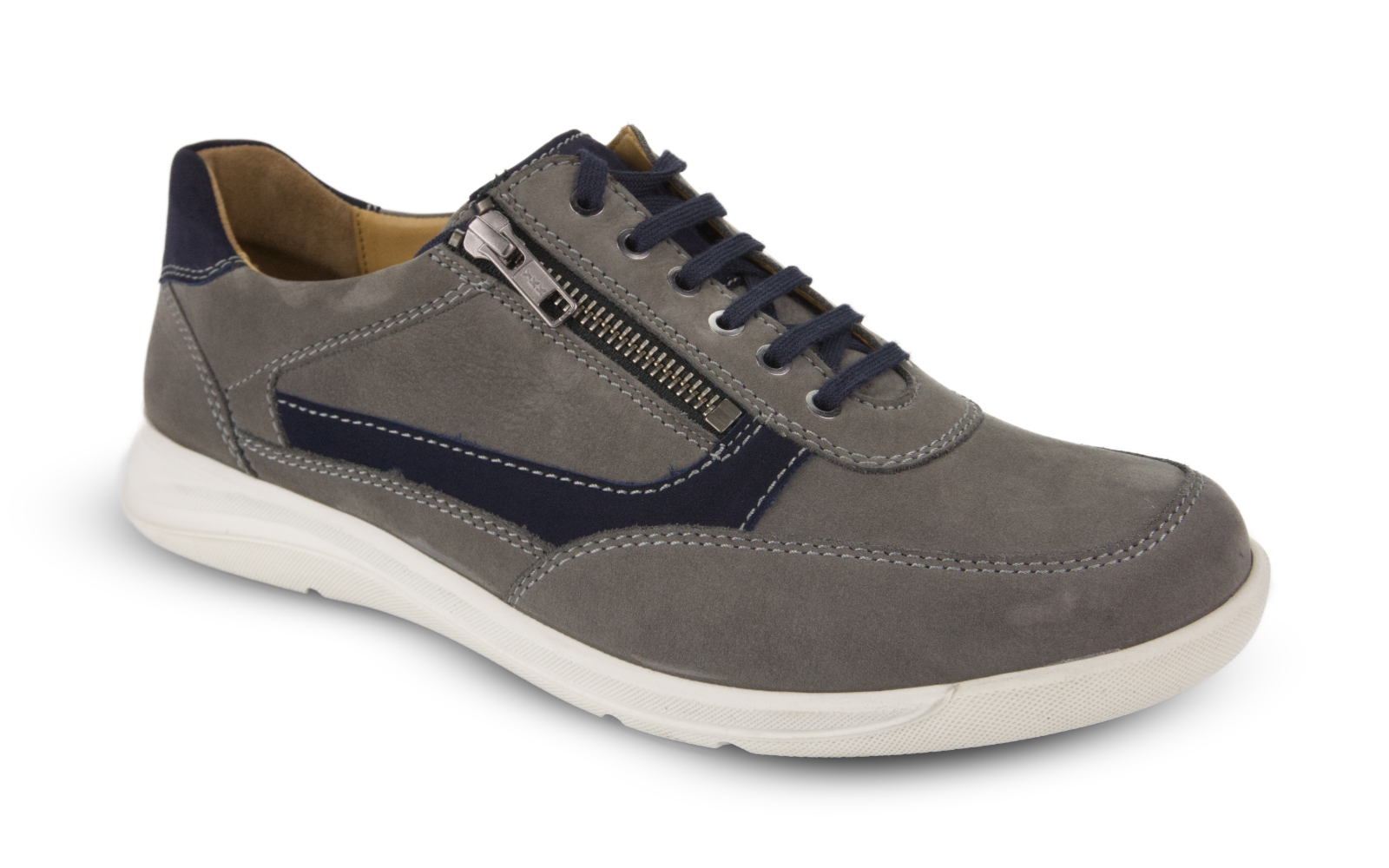 PANCHO Nubuk in grey+marine, Schuhwerk, Schuh, Sneaker, Leinwand, Wildleder