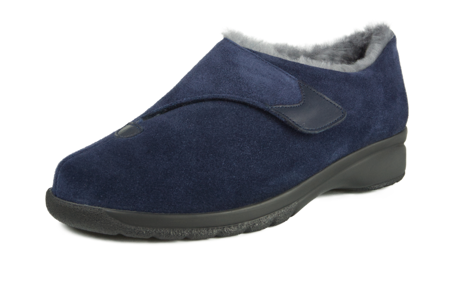 GIULIA, velours in marine, lamsvacht voering , Bekleidung, Schuhwerk, Schuh, Wildleder