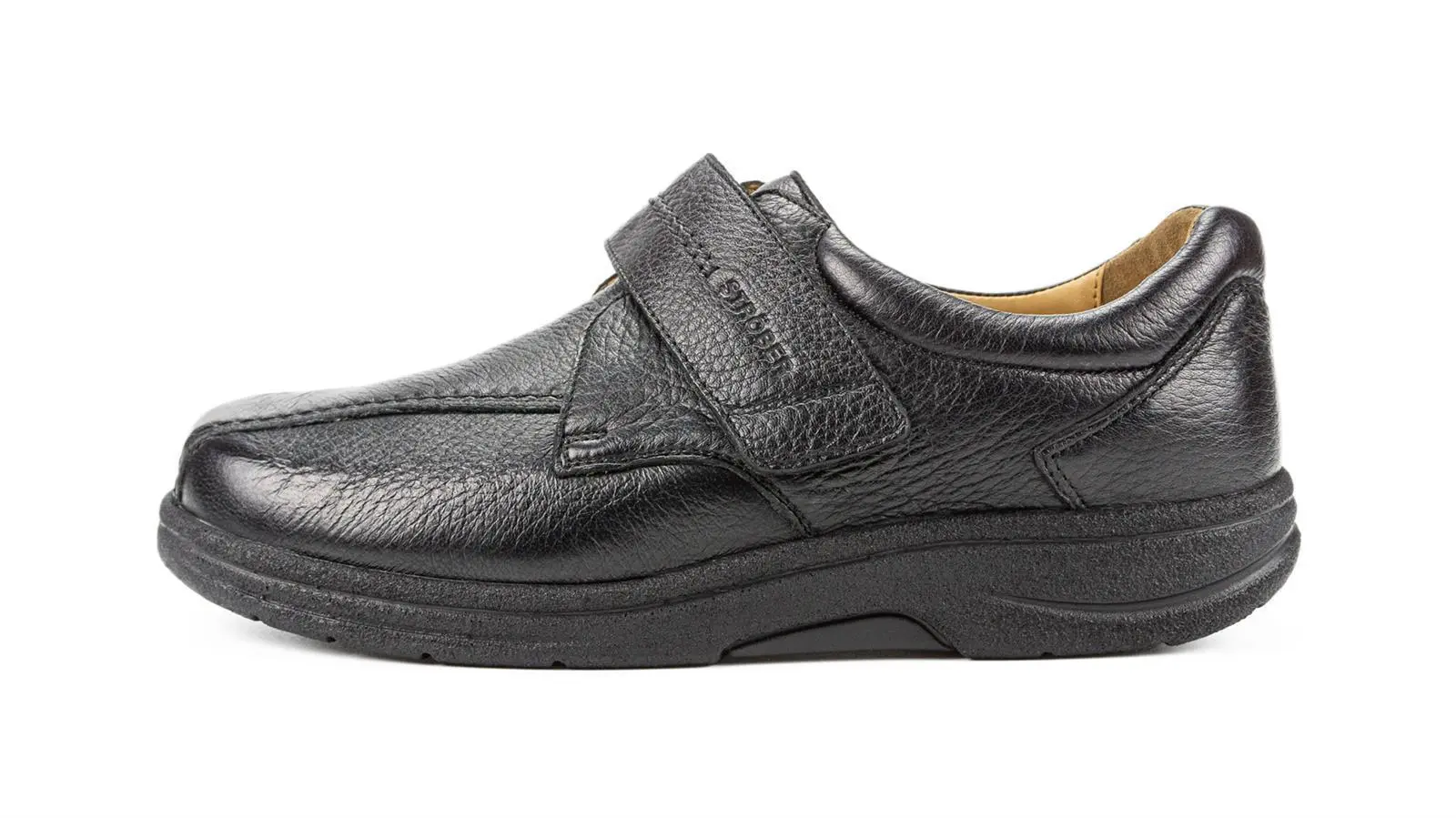 Schwarzer MOJO Hirschschuh in der Weite H/J, seitlich positioniert auf einem hellen Untergrund. Hochwertige Verarbeitung und elegantes Design.