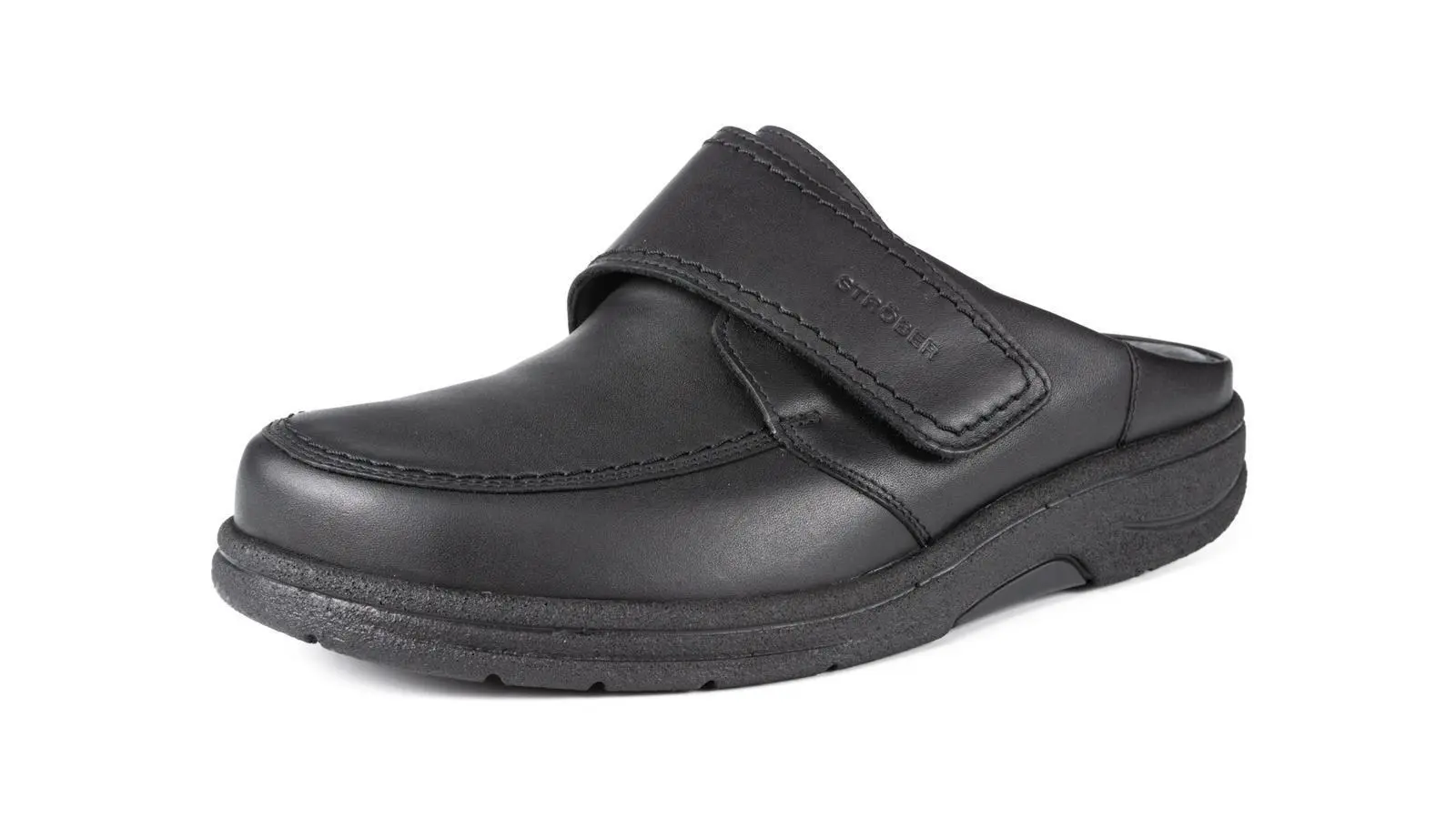 Schwarze MOSES SportNappa Schuhe in Weite K/M, seitlich positioniert auf einem hellen Untergrund.