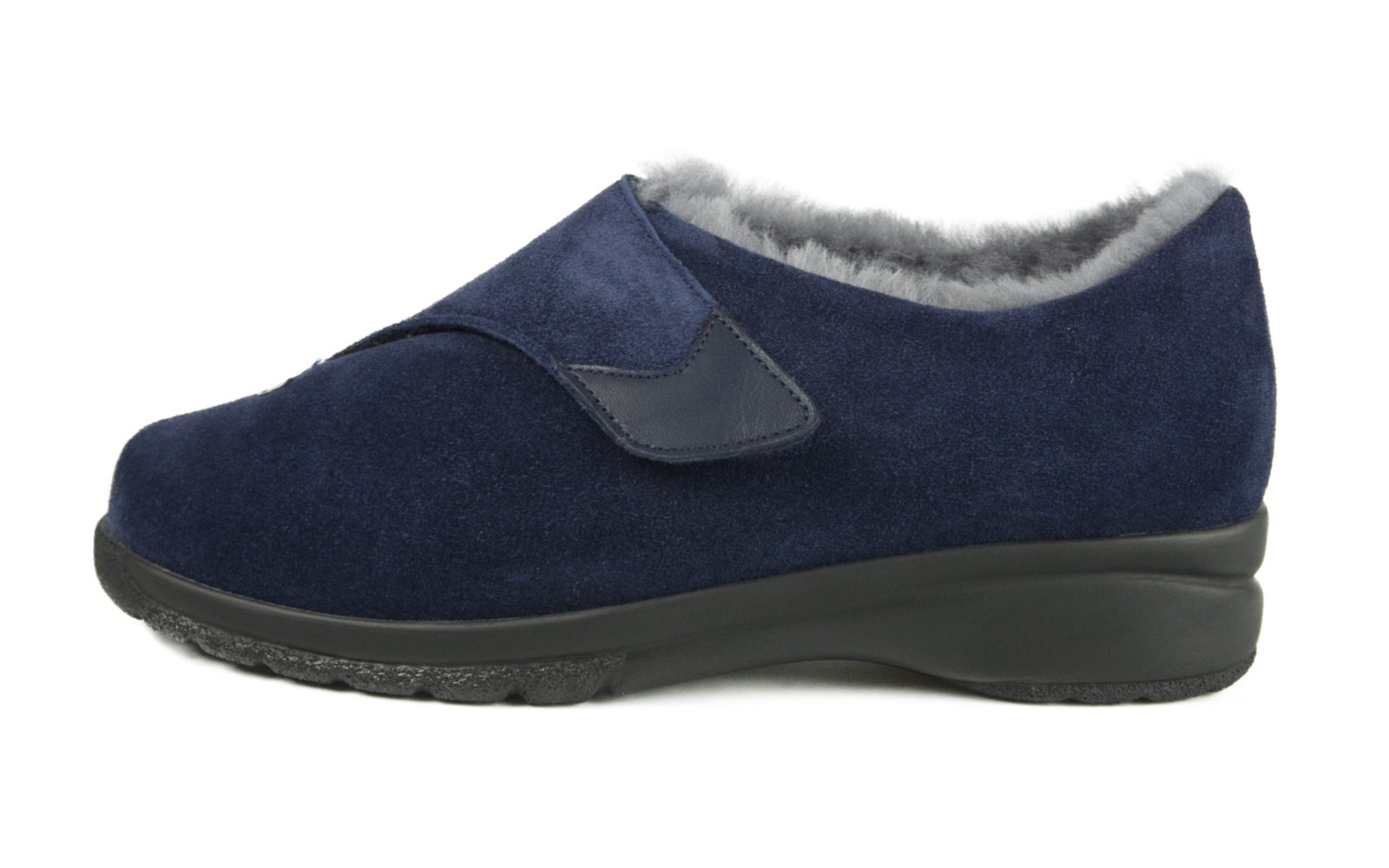 GIULIA, velours in marine, lamsvacht voering , Bekleidung, Schuhwerk, Schuh, Wildleder