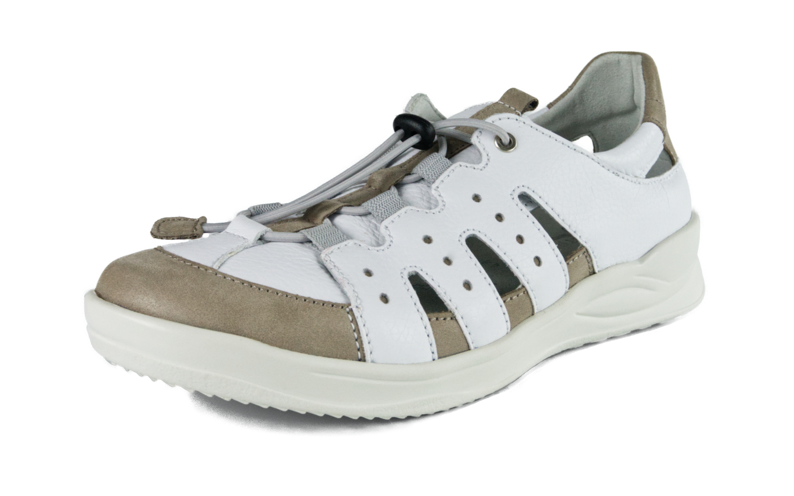 KLARISSA NappaSoft+NubukPerlato in weiß+stein, Bekleidung, Schuhwerk, Schuh, Sneaker