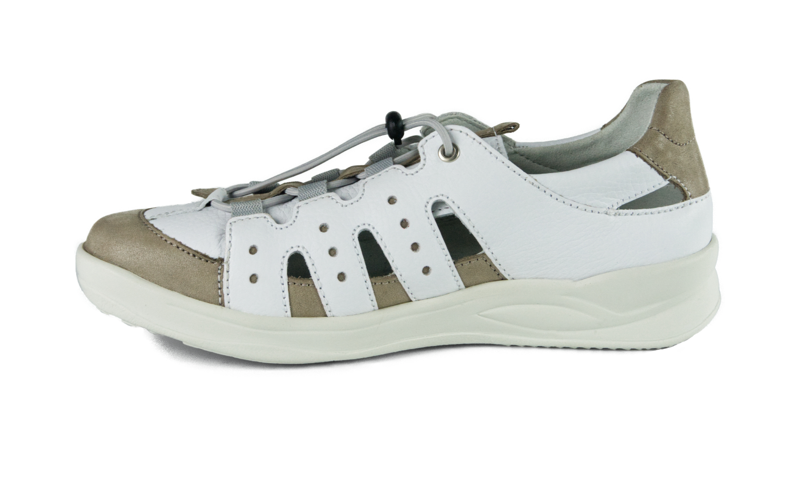 KLARISSA NappaSoft+NubukPerlato in weiß+stein, Bekleidung, Schuhwerk, Schuh, Sneaker