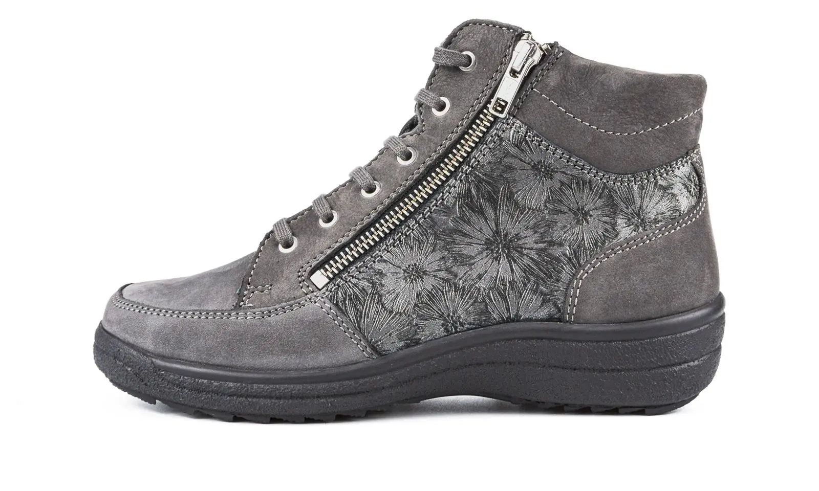 SENTA Nubuk+Velour in grau, Lederfutter