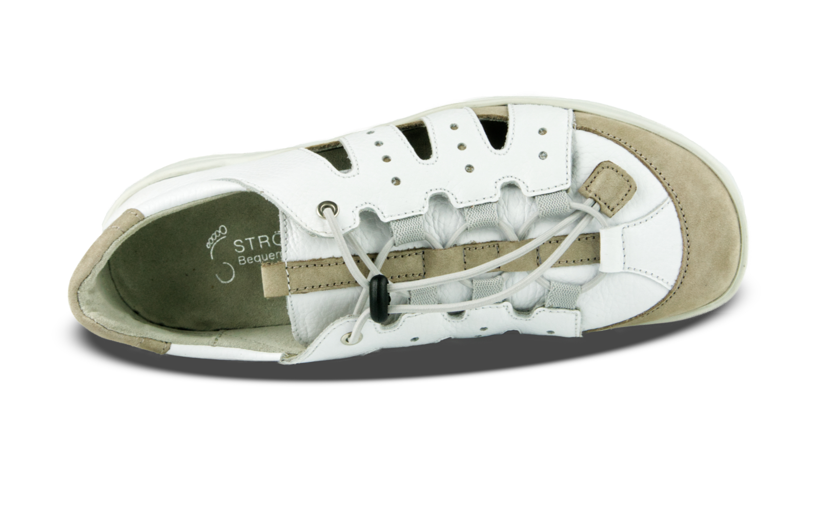 KLARISSA NappaSoft+NubukPerlato in weiß+stein, Bekleidung, Schuhwerk, Schuh, Sneaker