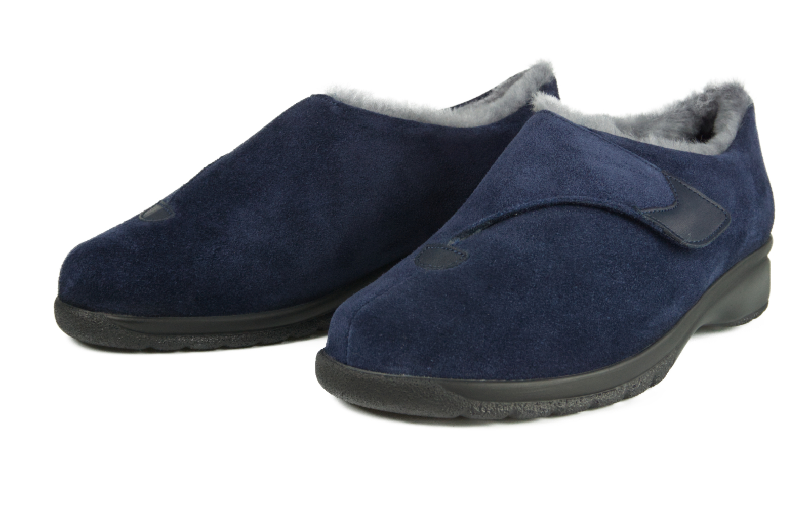 GIULIA, velours in marine, lamsvacht voering , Wildleder, Kleidung, Schuhwerk, Schuh