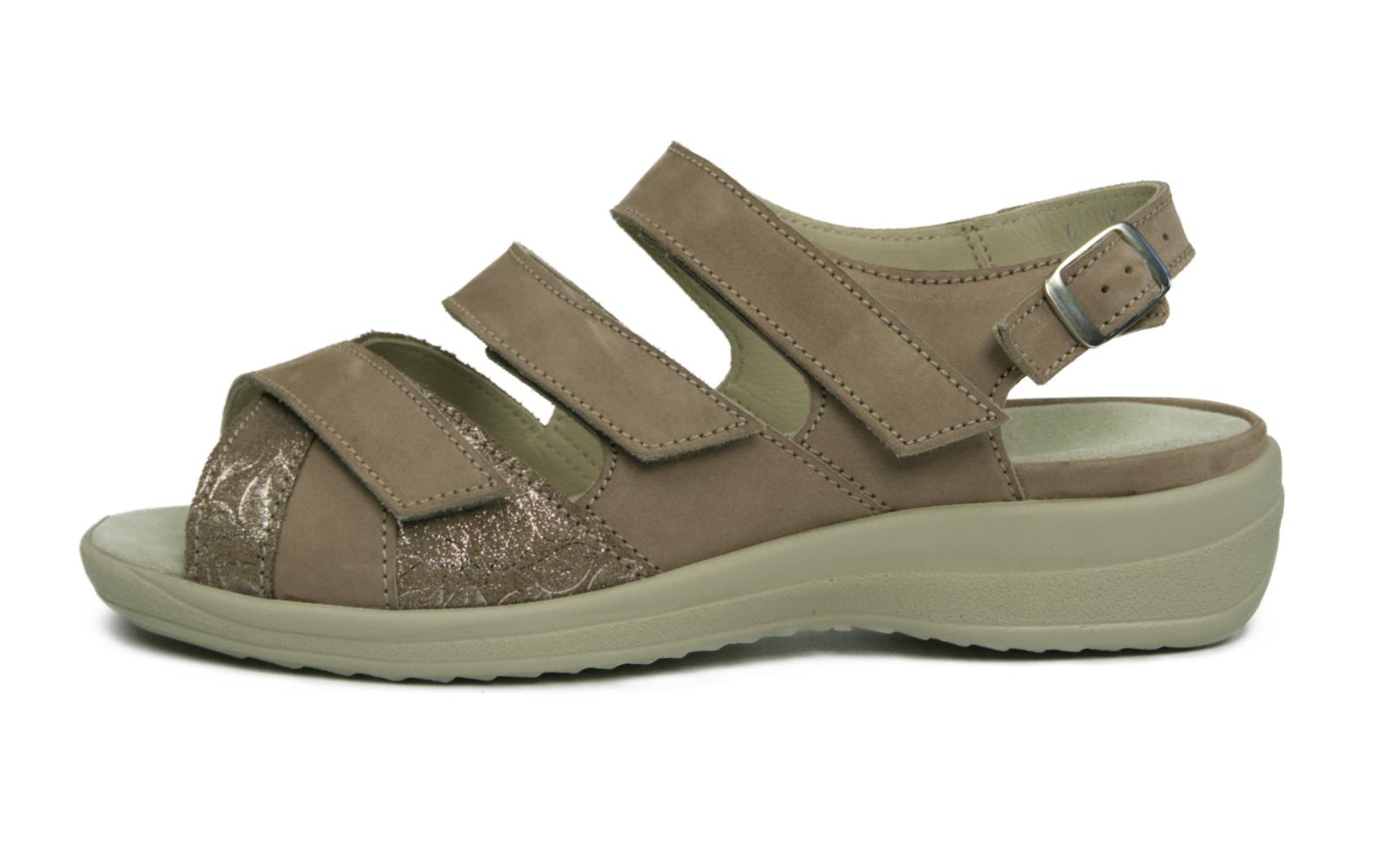 HEDWIG Nubuk + Velours in aluminium, Bekleidung, Schuhwerk, Sandale, Schuh